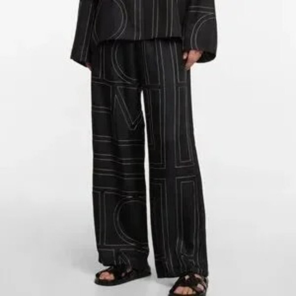 Toteme Black Geometric Pattern Trousers
